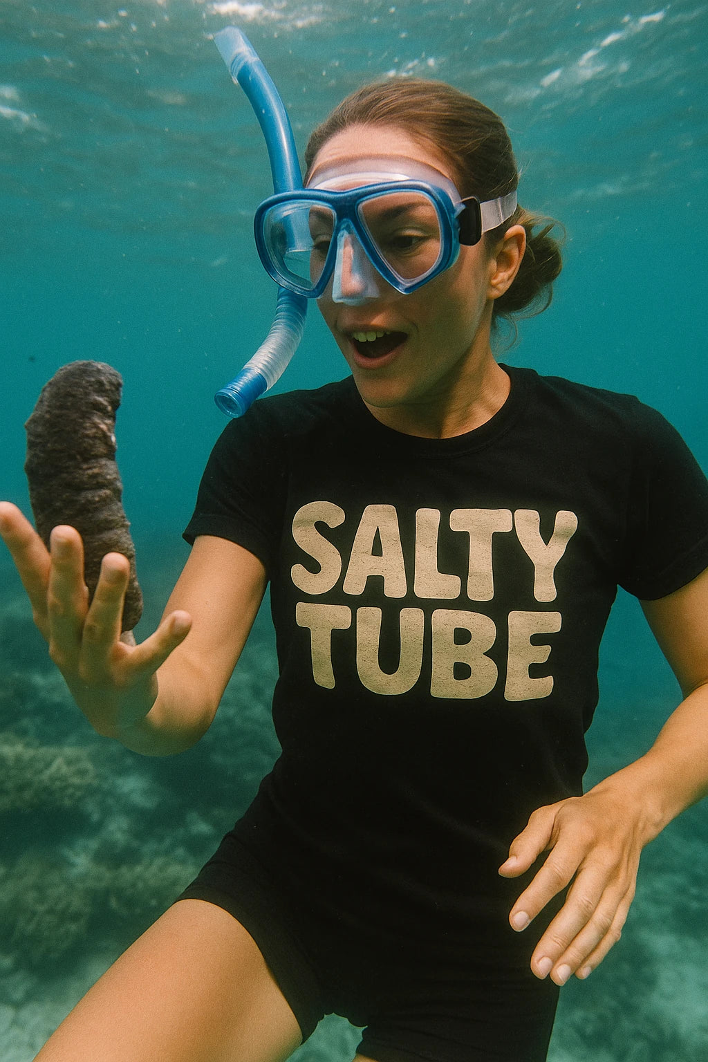 "Salty Tube" black cool as a cucumber t shirt - a birthday gift for sea cucumber lover