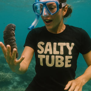 "Salty Tube" black cool as a cucumber t shirt - a birthday gift for sea cucumber lover