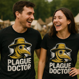 Person wearing the black black history tee shirts graphic tee - "Plague Doctor Vibes" design