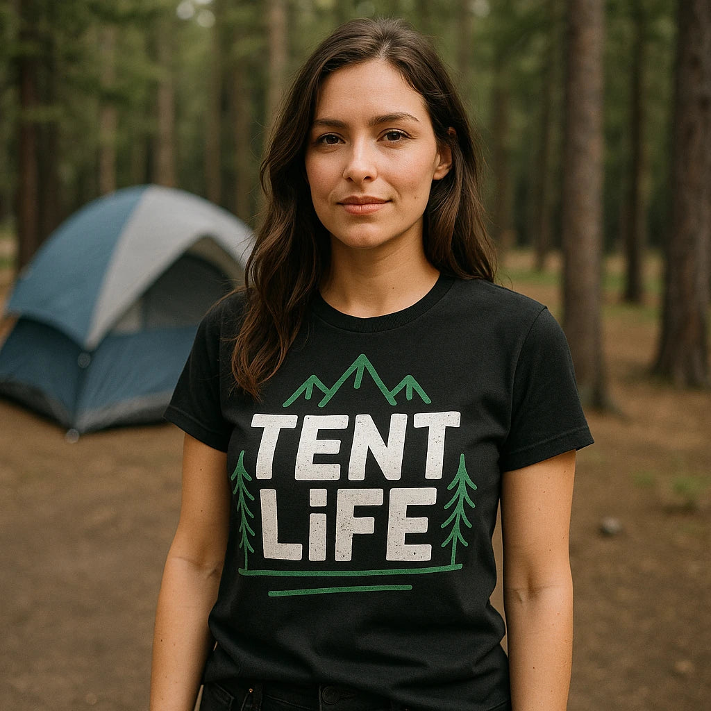 "Tent Life" black national park t shirt - also one of the gifts for someone who loves national parks