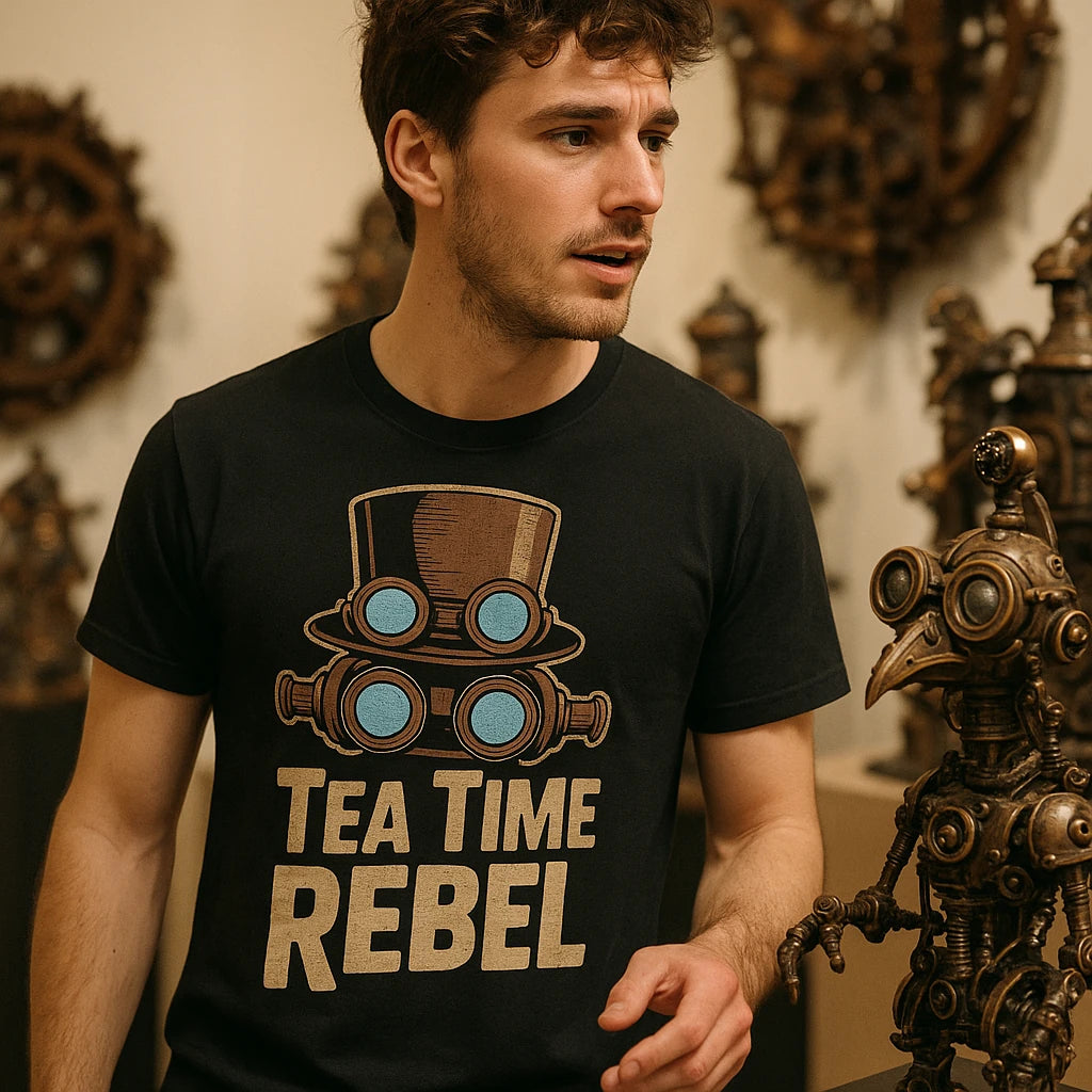"Tea Time Rebel" steampunk t shirt design - product photo 8