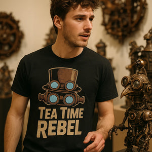 "Tea Time Rebel" steampunk t shirt design - product photo 8
