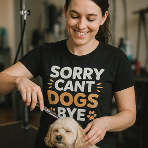 "Sorry Cant Dogs Bye" black dogs t shirt - also a cooling shirt for dogs