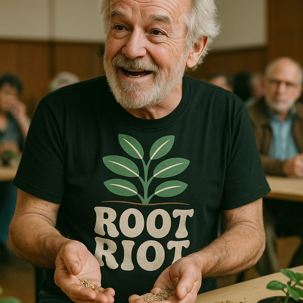 "Root Riot" black gardening shirts - a christmas gift for gardening lover