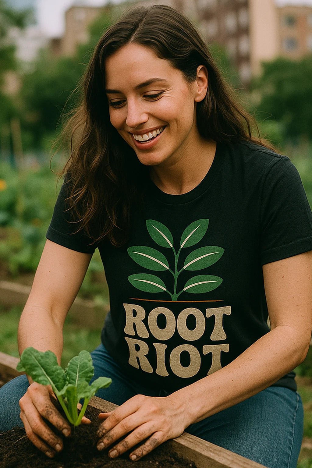 "Root Riot" black gardening shirts - also one of the gifts for someone who likes to garden