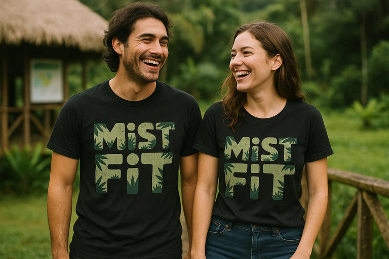Person wearing the black rainforest t shirt fundraiser graphic tee - 