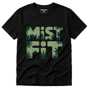 Black Rainforest T Shirt Fundraiser - "Mist Fit" graphic tee with gray print, flat lay product photo