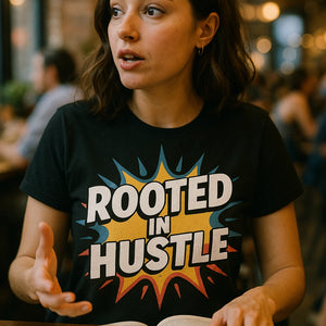 "Rooted in Hustle" black growth mindset t shirt - a birthday gift for growth mindset lover