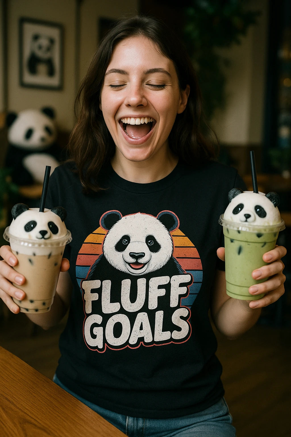 "Fluff Goals" black panda shirts - also one of the best gifts for panda lovers