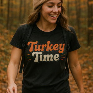 "Turkey Time" black thanksgiving t shirt women's - also a thanksgiving shirt ideas for family
