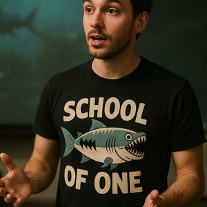 "School of One" black piranha shirts - a birthday gift for piranha lover