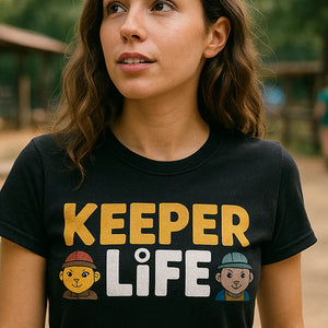 "Keeper Life" black zookeeper shirts, photographed as zookeeper gift ideas