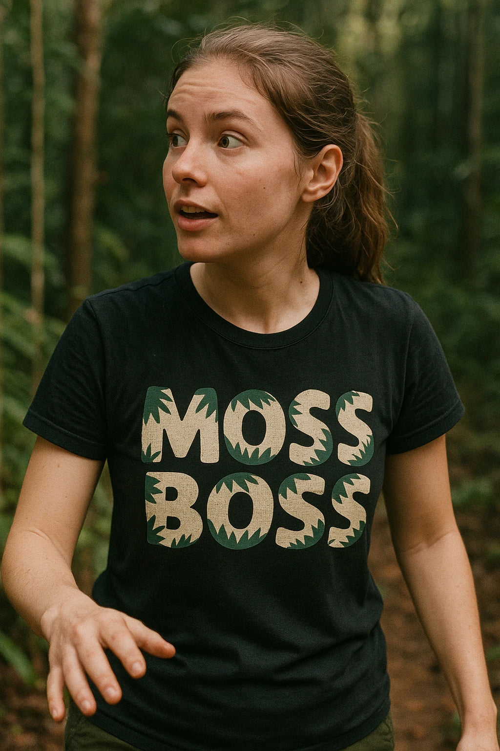 "Moss Boss" black hoh rainforest t shirt - a birthday gift for rainforest lover