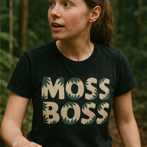 "Moss Boss" black hoh rainforest t shirt - a birthday gift for rainforest lover