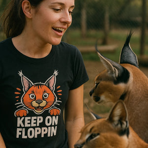 "Keep on Floppin" black caracal t shirt - a birthday gift for caracal lover