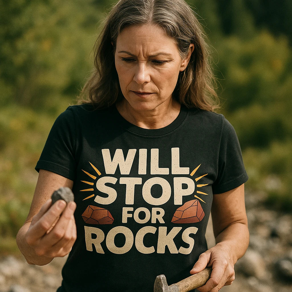 "Will Stop for Rocks" rock hounding t shirt - product photo 9