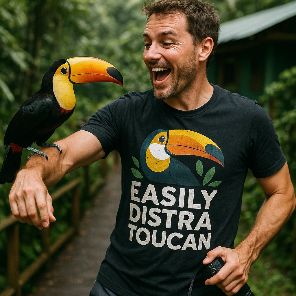 "Easily Distra Toucan" toucan t shirt - product photo 8