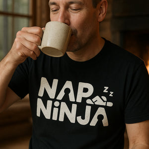 "Nap Ninja" black relaxing t shirt - a birthday gift for relaxing lover