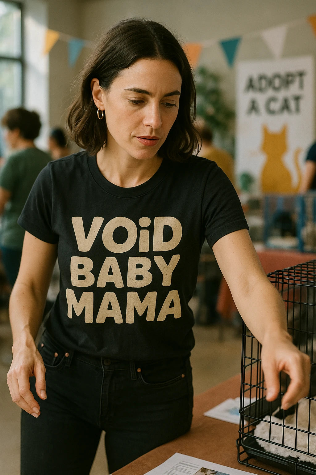 "Void Baby Mama" black cat lovers t shirt - also a clothes for cat lovers