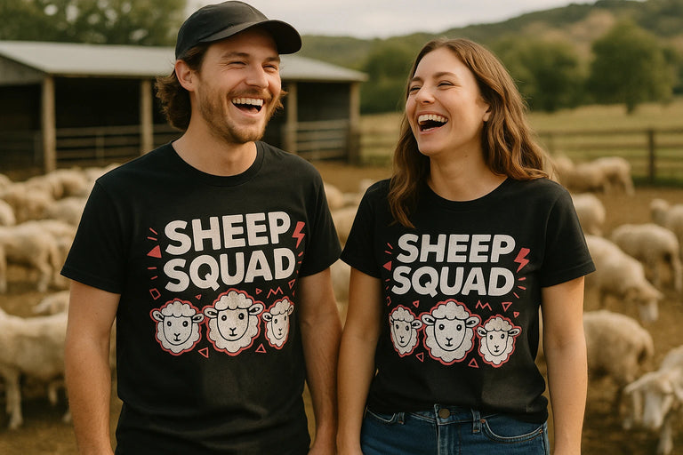 Person wearing the black sheep t shirt graphic tee - 