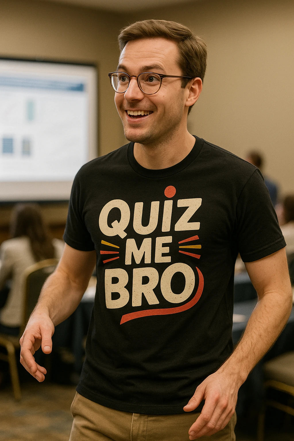 "Quiz Me Bro" black studying t shirt - a birthday gift for studying lover