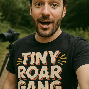 "Tiny Roar Gang" black bobcats t shirt, photographed as bobcats lover gift