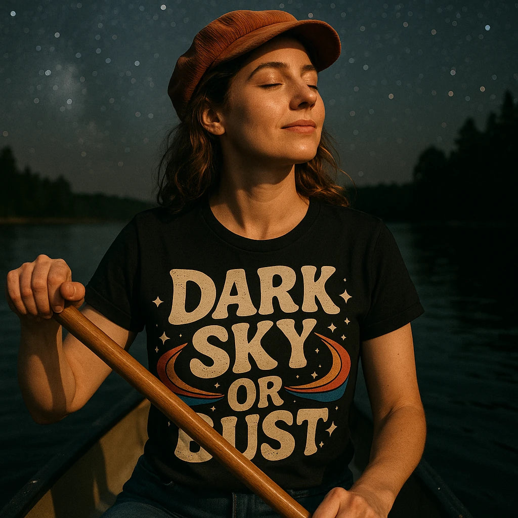 "Dark Sky Or Bust" stargazing t shirt - product photo 8