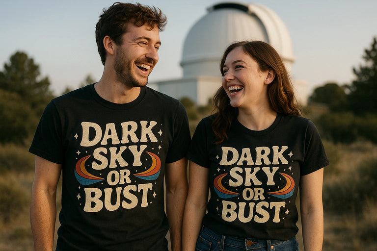 Person wearing the black stargazing t shirt graphic tee - 