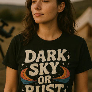 "Dark Sky Or Bust" stargazing t shirt - product photo 7