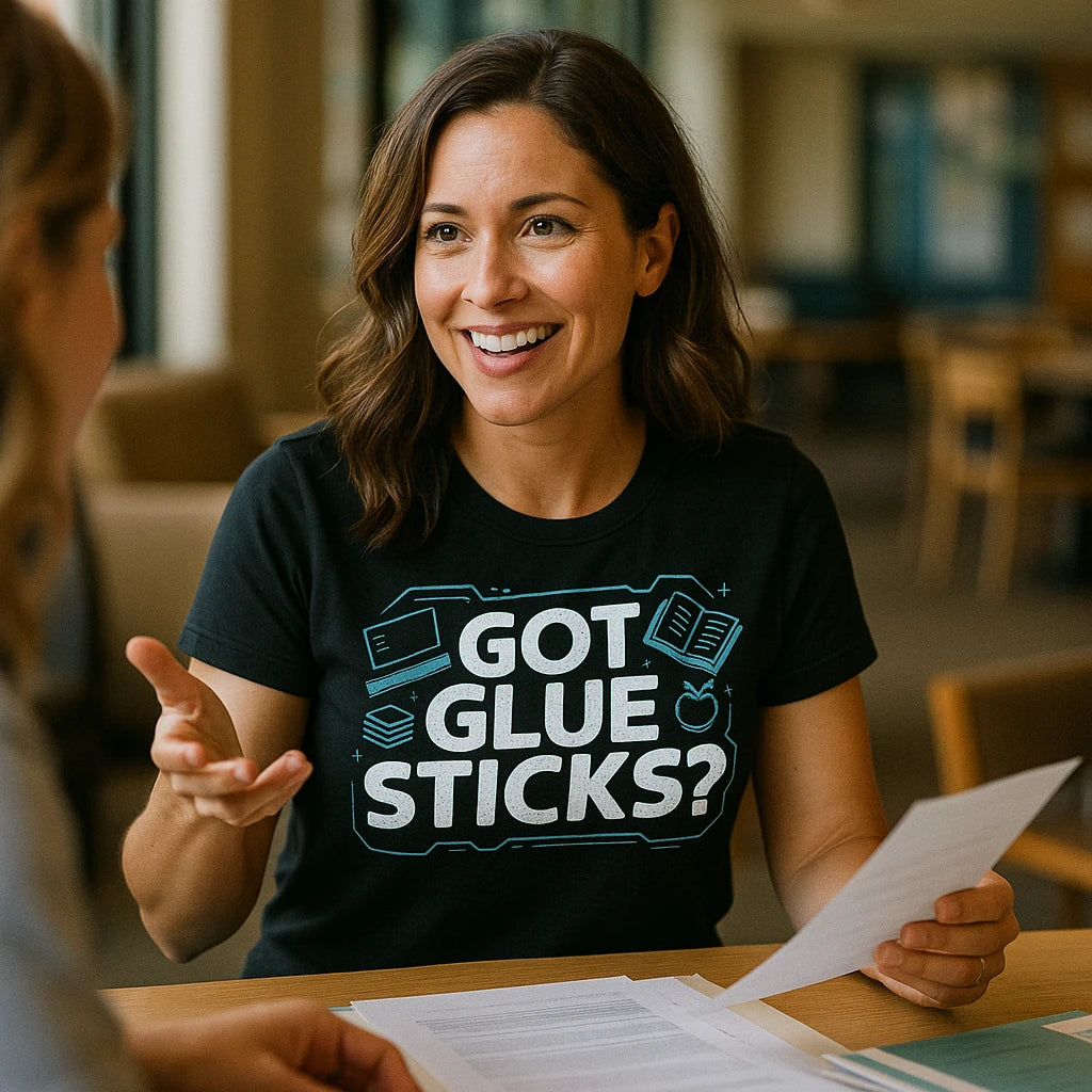 "Got Glue Sticks?" black teacher tee shirts - a christmas gift ideas for teachers