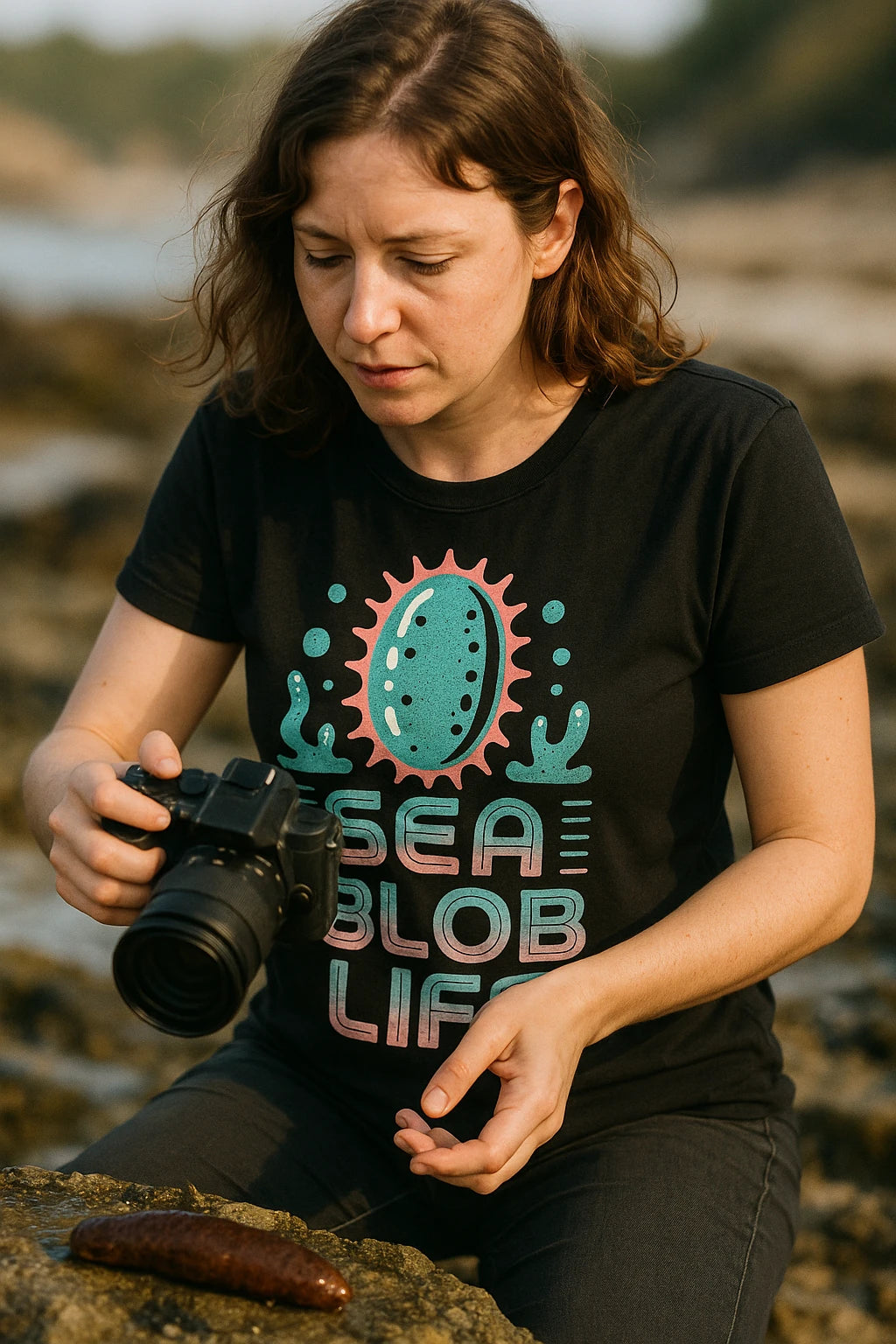 "Sea Blob Life" black sea cucumber t shirt - a birthday gift for sea cucumber lover