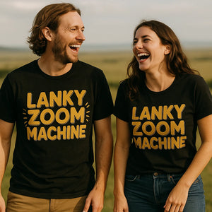 Person wearing the black cheetahs t shirt graphic tee - "Lanky Zoom Machine" design
