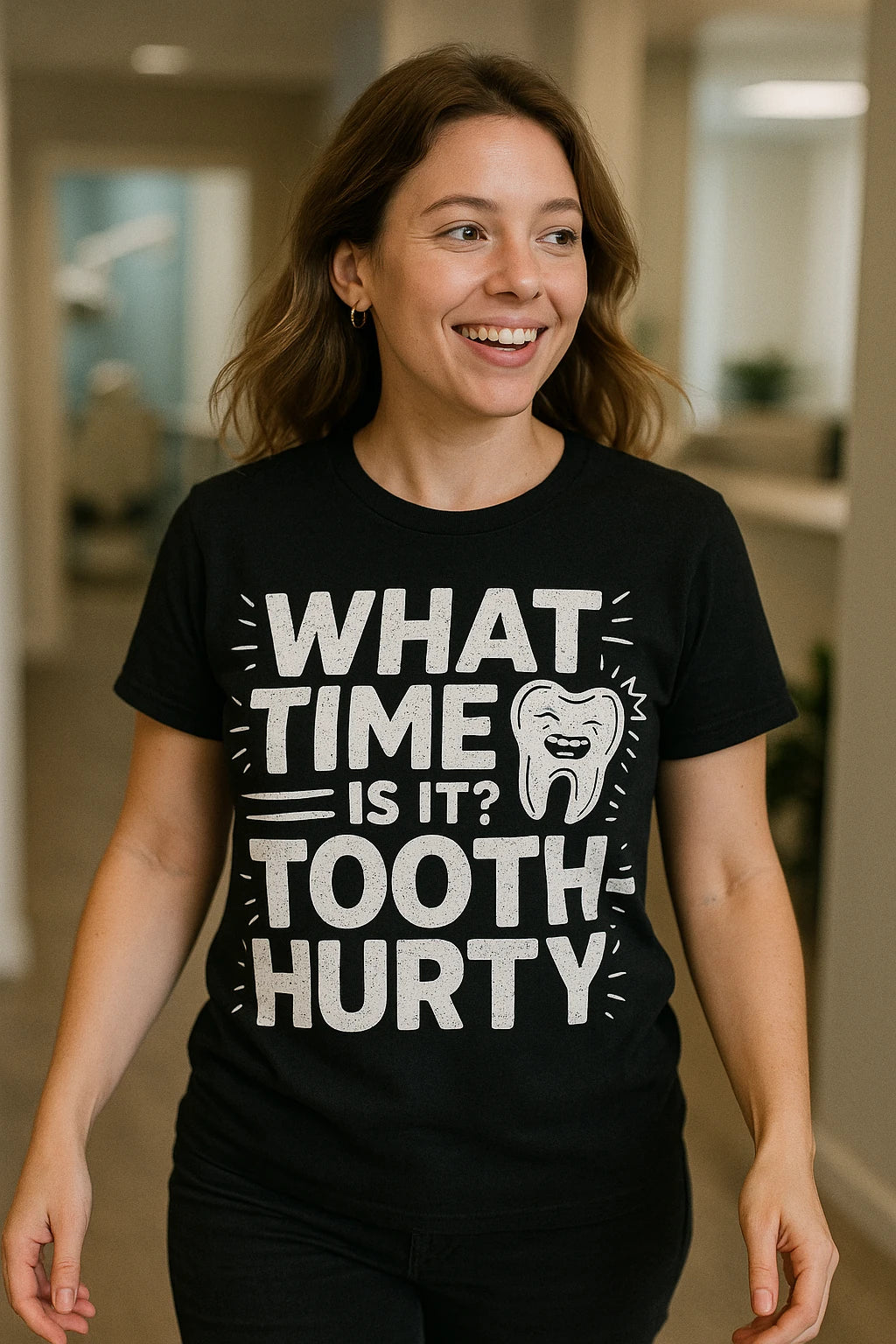 "What Time Is It? Tooth-Hurty" black dentist shirts - also one of the best christmas gifts for dentists