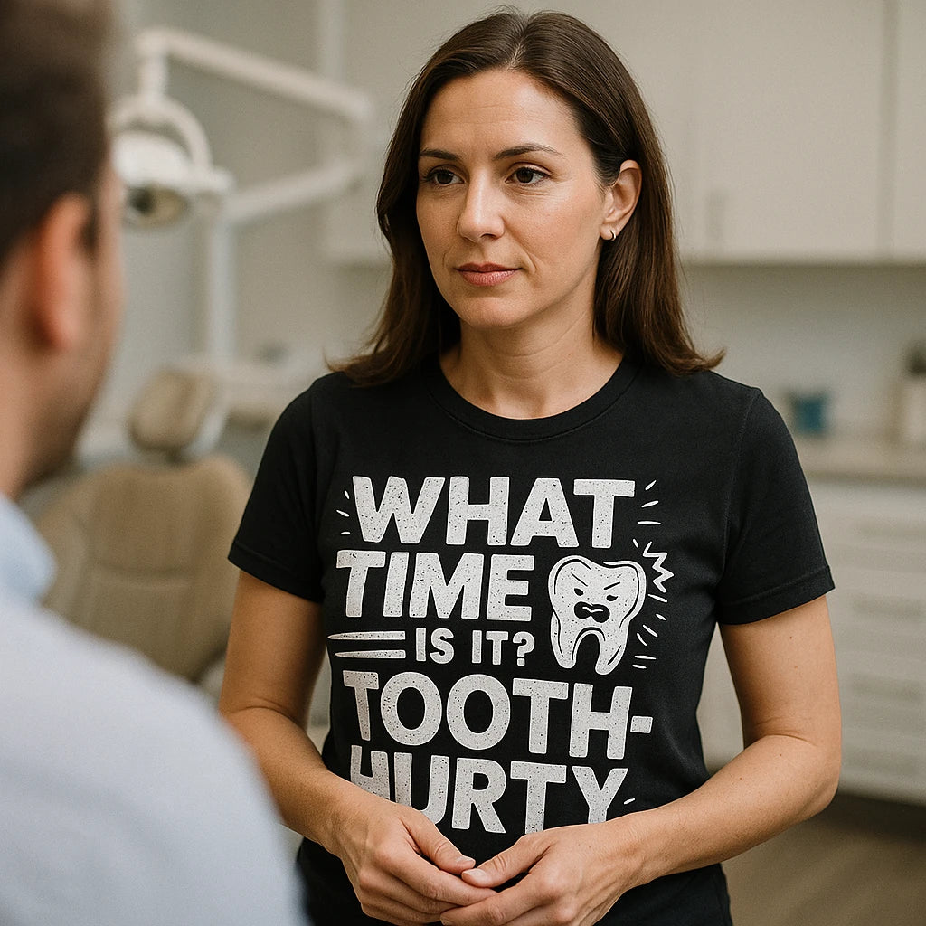 "What Time Is It? Tooth-Hurty" black dentist shirts - also a dentist appreciation day gift ideas