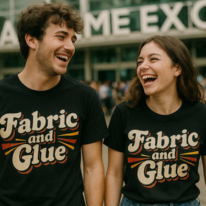 Person wearing the black cosplayers t shirt graphic tee - "Fabric and Glue" design