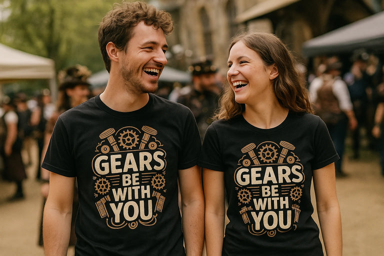 Person wearing the black steampunk shirts graphic tee - 