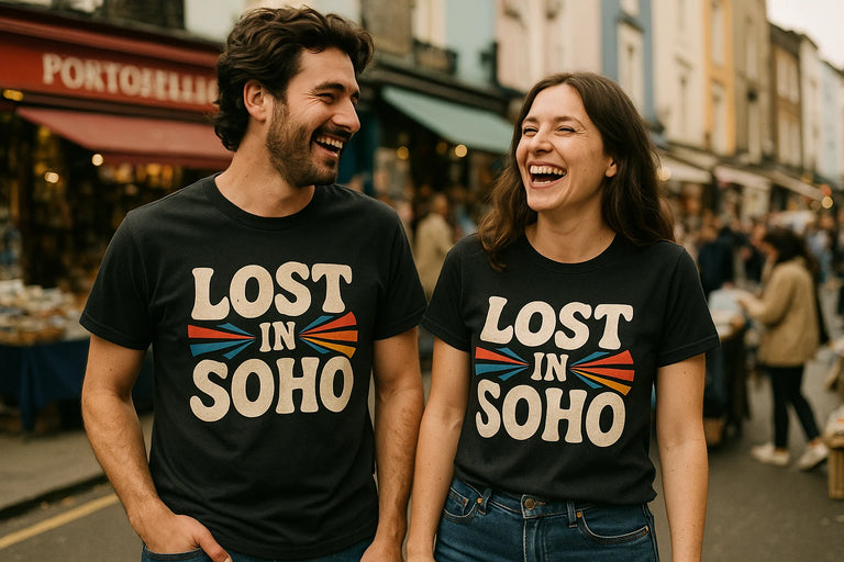 Person wearing the black london shirts graphic tee - 