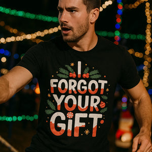 "I Forgot Your Gift" black christmas tee shirts - a christmas gifts for book lovers