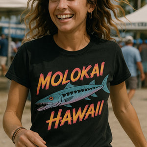 "Molokai Hawaii" black barracuda shirts - a birthday gift for barracuda lover