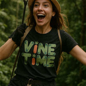 "Vine Time" black rainforest t shirt - a birthday gift for rainforest lover