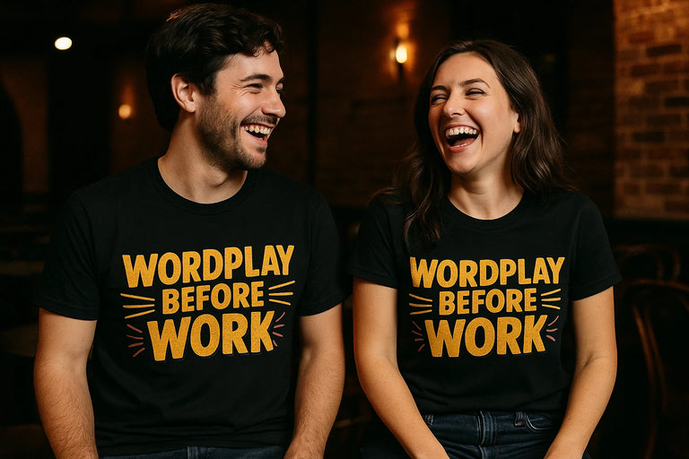 Person wearing the black comedy t shirt graphic tee - 