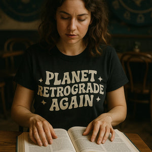 "Planet Retrograde Again" black cancer t shirts astrology - also one of the best gifts for astrology lovers