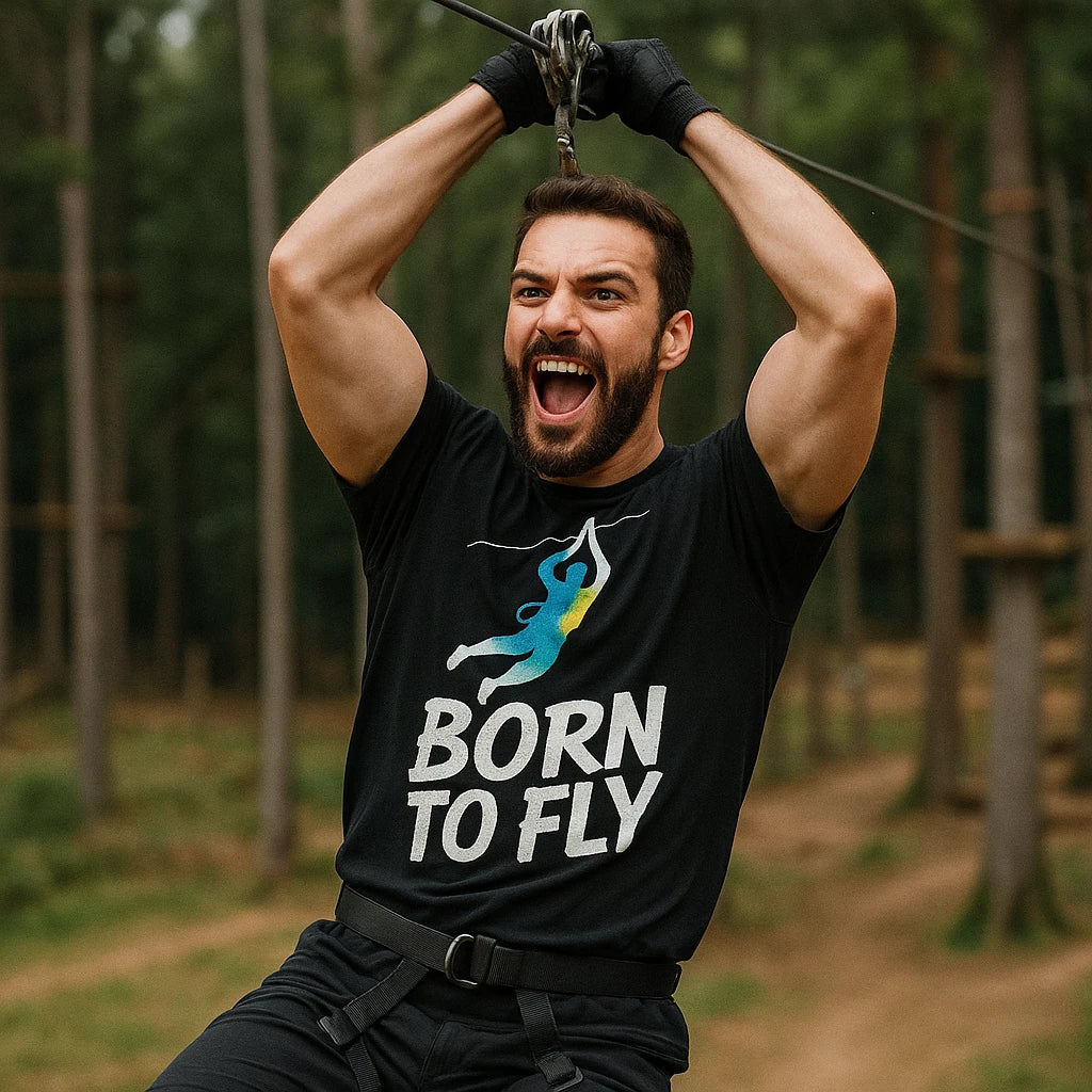 "Born To Fly" zip lining t shirt - product photo 8