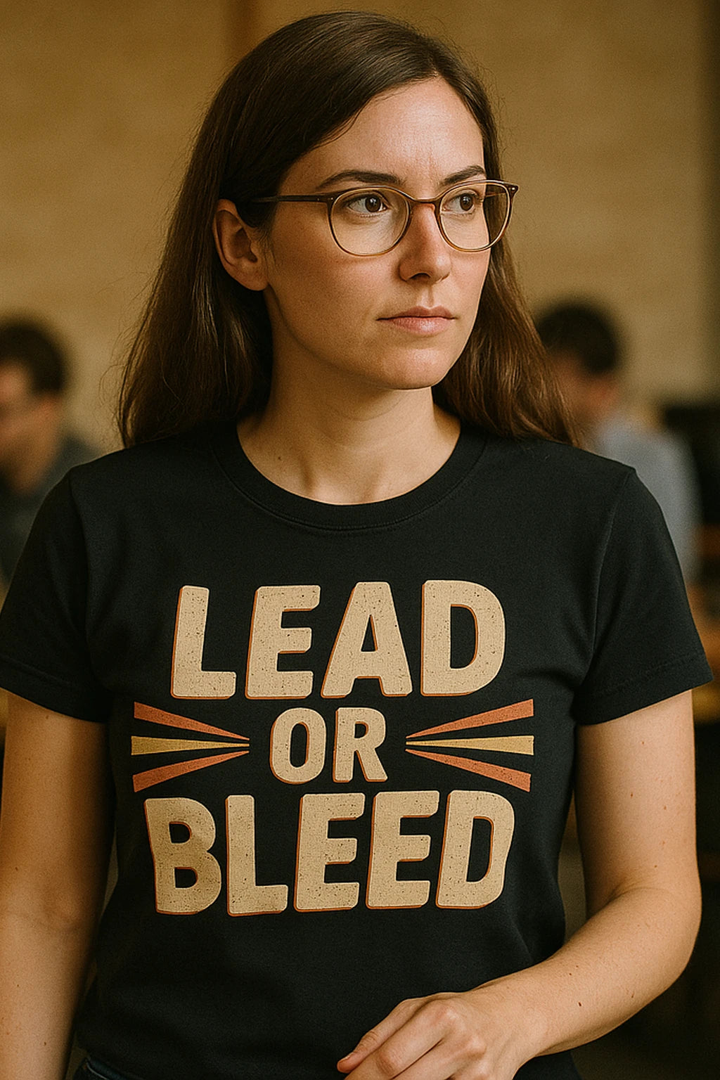 "Lead Or Bleed" black journalist t shirt, photographed as journalist lover gift