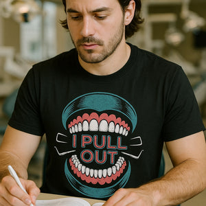 "I Pull Out" black dentist shirts - also one of the best christmas gifts for dentists