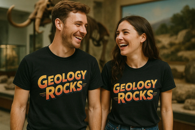 Person wearing the black funny geology t shirt graphic tee - 