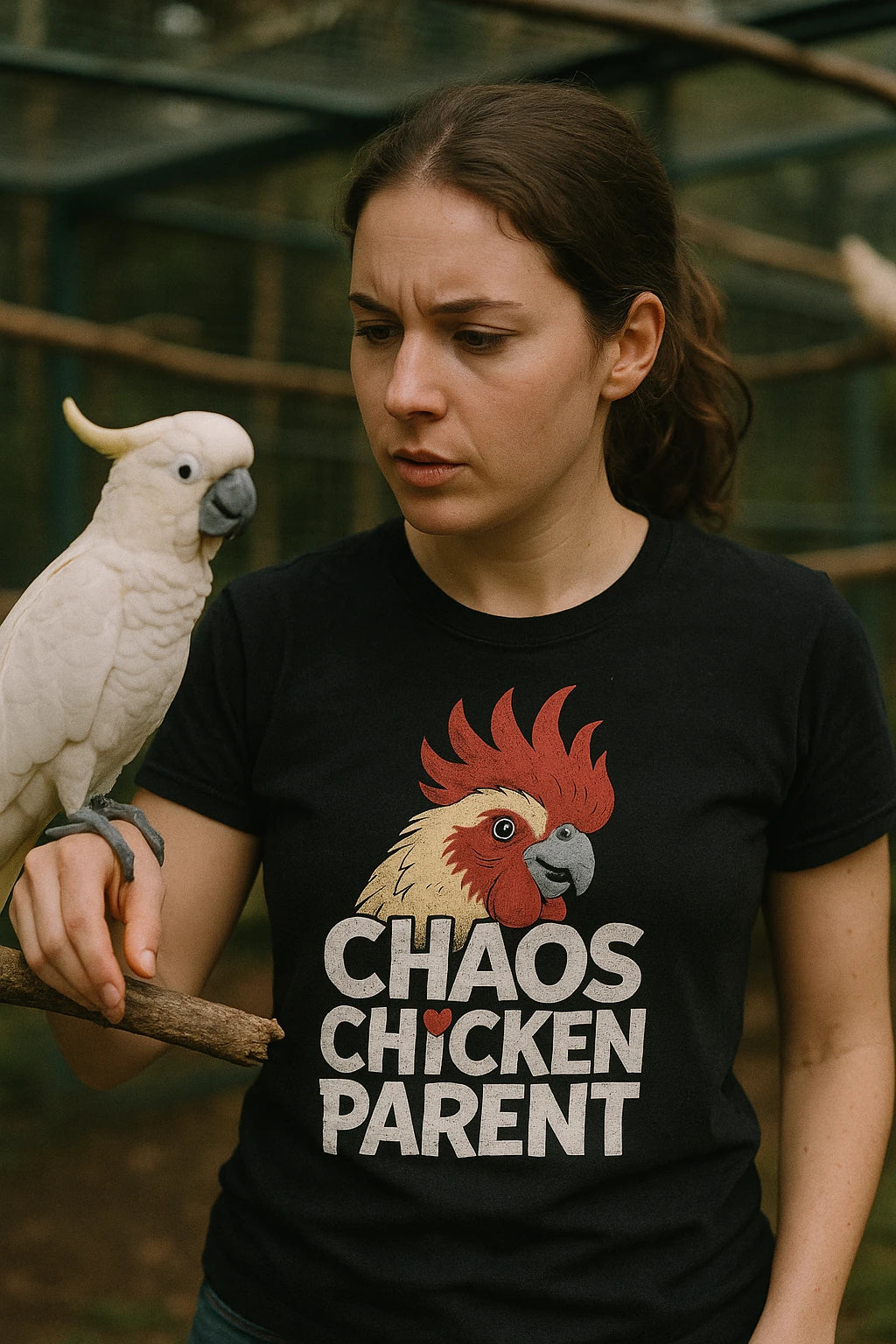 "Chaos Chicken Parent" black cockatoo shirts - a birthday gift for cockatoo lover