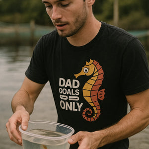 "Dad Goals Only" black seahorse t shirt - a birthday gift for seahorse lover