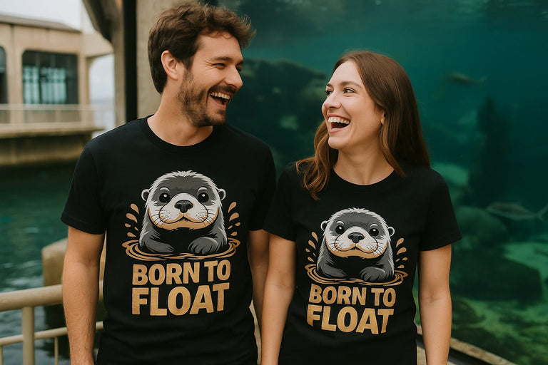 Person wearing the black sea otter t shirt graphic tee - 