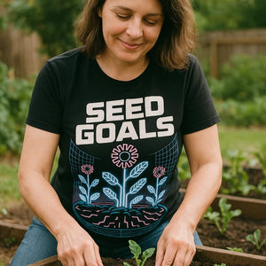 "Seed Goals" black womens gardening shirts - a christmas gift for gardening lover